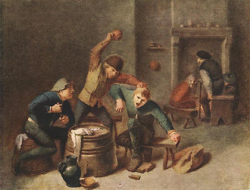 BROUWER, Adriaen Brawling Peasants oil painting image